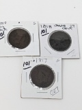 Large Cents 1817 AG, 18 Poor, 19 Pitted G