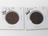 Large Cents 1850 F, 51 F