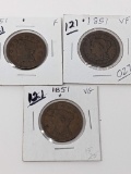 Large Cents (3) 1851 VG