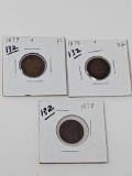 Indian Cents 1878 G, (2) 79 VG & F