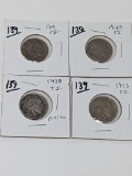 Buffalo Nickels 1913 TI VG, 13D TI Pitted XF, 13S TI AG-G, 13 TII VF