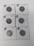 Buffalo Nickels 1919 VG, 19D VG, 19S VG, 20 VG, 20D VG, 20S VG