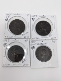 British Pennies 1807 AU, 97 VF, 97 VF, 95 XF