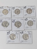 Washington Quarters (2) 1952, 52D, 54D, 54S, 55, 55D, 58D UNC-BU