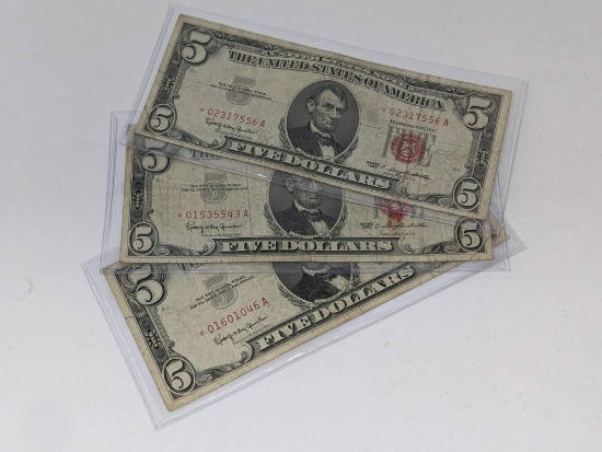 $5 (3) 1963 Legal Tender Star Notes