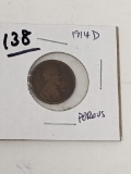 1914-D Lincoln Cent Porous VG