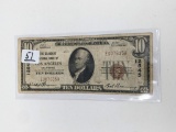 $10 1929 National Note Los Angeles CA, VG