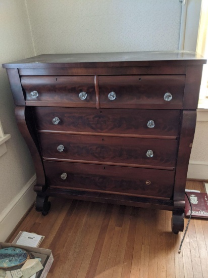 2-Over 3-Drawer Dresser with Glass Knobs