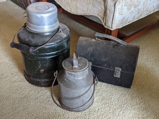 Vintage Thermos, Lunch Kettle and Milk Can