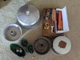 Metal Bakeware, Centerpiece Set, Sterling Weighted Candle Holders and Candles