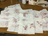 14 Turkey Red Embroidered Quilt Blocks