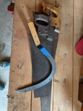 Scythe and 2 Hand Saws