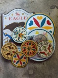 Grouping of Clocks & Signs- Most are PA Dutch Hex Signs