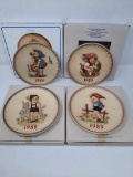 4 Hummel Annual Plates in original boxes, 1984, 1985, 1988, 1989