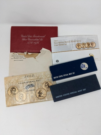 Mint Sets 1967, 68, 69, 76 3 Pc. Silver, Spouse (??) Bronze Medals- 2007 & 2012