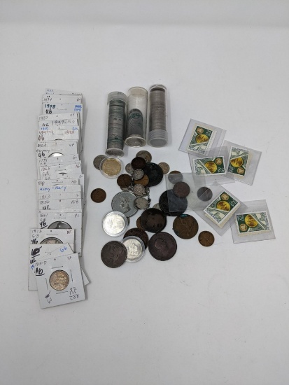 Liberty Nickels (60 Pcs.) Some Green Corrosion, Misc. U.S. & Foreign Coins (50 Pcs.) Some Damaged
