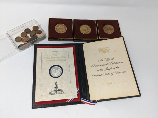 Bicentennial Sterling Medal, 3 Bronze Medals, etc.
