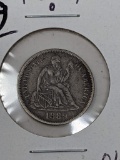 Seated Dime 1889 XF Pitted
