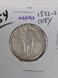 S.L. Quarter 1923S Marked Copy, Good Filler Coin