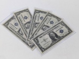 $1 Silver Certs 1935D, 35E Star, (2) 35E, 35G UNC
