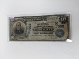$10 1902 National Note Terre Haute IN, MISSING CORNER G