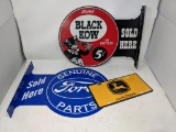 Reproduction Signs. Ford & Black Kow are Double Sided