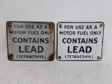 Two Early Porcelain Gas Pump Signs