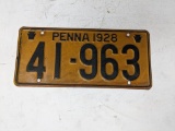 1928 Penna License Plate