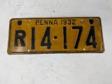 1932 Penna License Plate