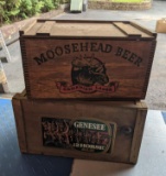 Two Decorative Crates Including Moosehead Beer and Genesee