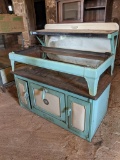 Vintage Turqoise Colored Enameled Kitchen Stove, Liberty Kalamazoo Stove Co.