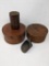 2 Wooden Shaker Boxes, Wooden Utensil Holder and Antique Tin Scoop