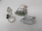 3 Glass Vintage Candy Containers- Telephone and 2 Irons