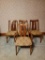 4 Mid-Century Slat Back Chairs with Upholstered Seats