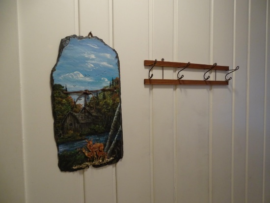 Wall Rack and Painted Slate Wall Decoration