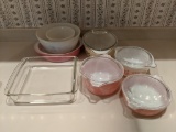 Pyrex: Mixing Bowls, Lidded Casseroles and Square Baking Dish