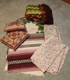 Patchwork Pillows, Crocheted Afghans, Holly Rug, Blanket and Quilted Comforter