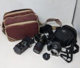 Nikon Promaster and Kodak Easy Share ZD710 35mm Cameras with Lens, Flash and Cases