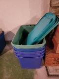5 Plastic 33 Gallon Totes with Lids