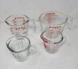 4 Glass Measuring Cups: Pyrex and Anchor