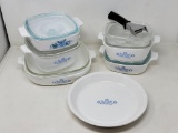 Corningware Cookware- 6 Covered Casseroles, Pie Plate and Pot Handle