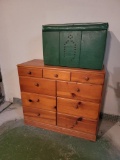 3 over 6 Drawer Chest of Drawers and Green Upholstered Box