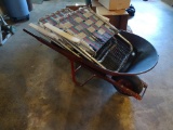 Metal Wheelbarrow, 2 Aluminum Lawn Chairs and Tool for Cooking Over Fire