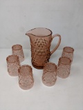 Pink Fostoria Water Set- Pitcher and 6 Glasses
