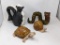 Ceramic Figures- Skunk, Worm, Snail & Turtle