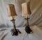 Pair of Candlestick Lamps with Fabric Shades