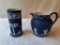 2 Pieces of Blue Wedgwood- Vase & Pitcher