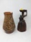 Brazilian Art: Wood Carved Figure and Ceramic Vase