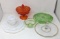 Milk Glass Place Setting, Green Cake Plate & Bowl, Clear Serving Platter and Red Lidded Candy Dish