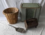 Vintage Hampers, Wooden Sewing Stand and Coal Shovel